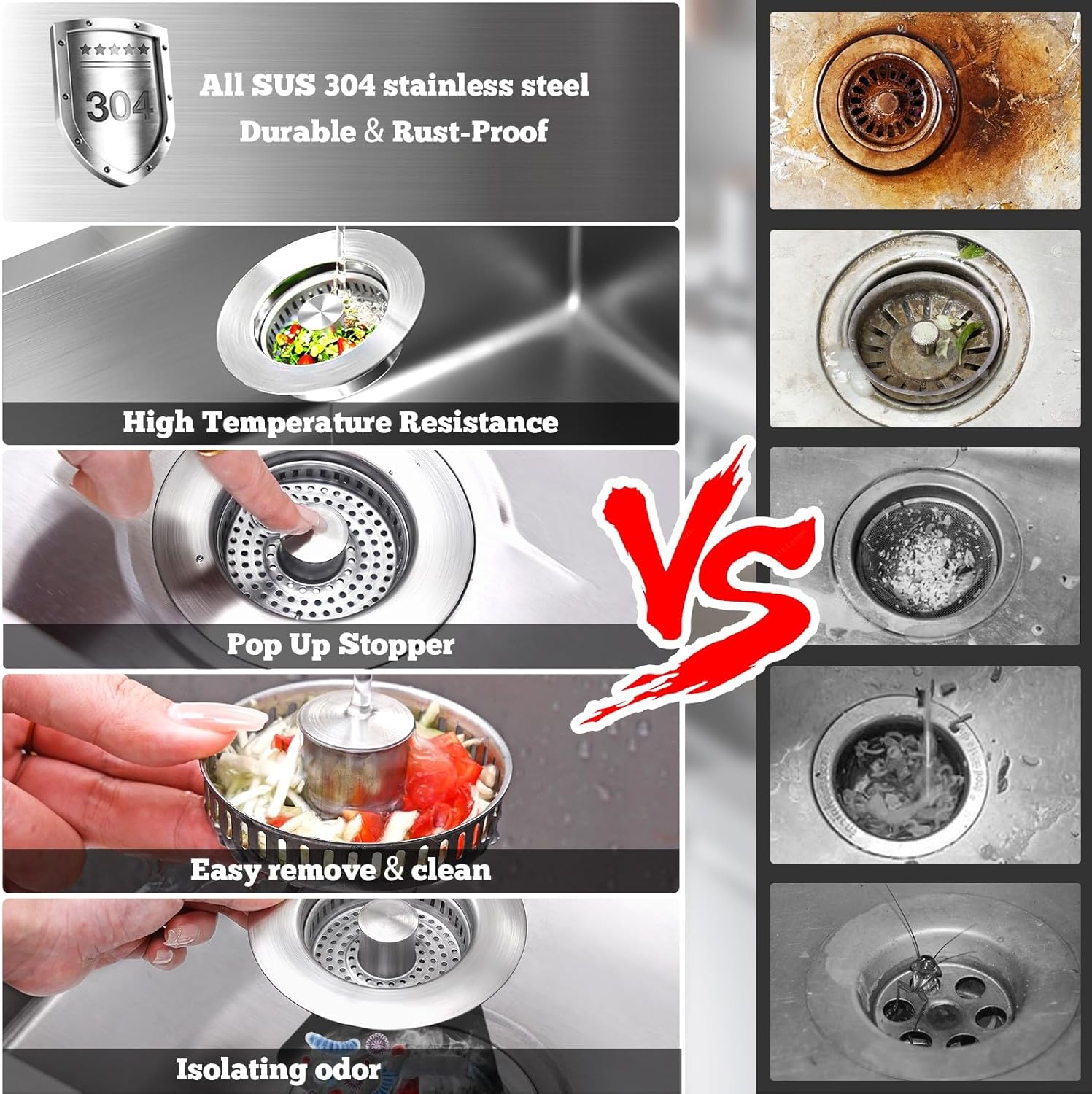 Upgraded 3 in 1 Kitchen Sink D - Sink Drain Strainer recensie en prijs