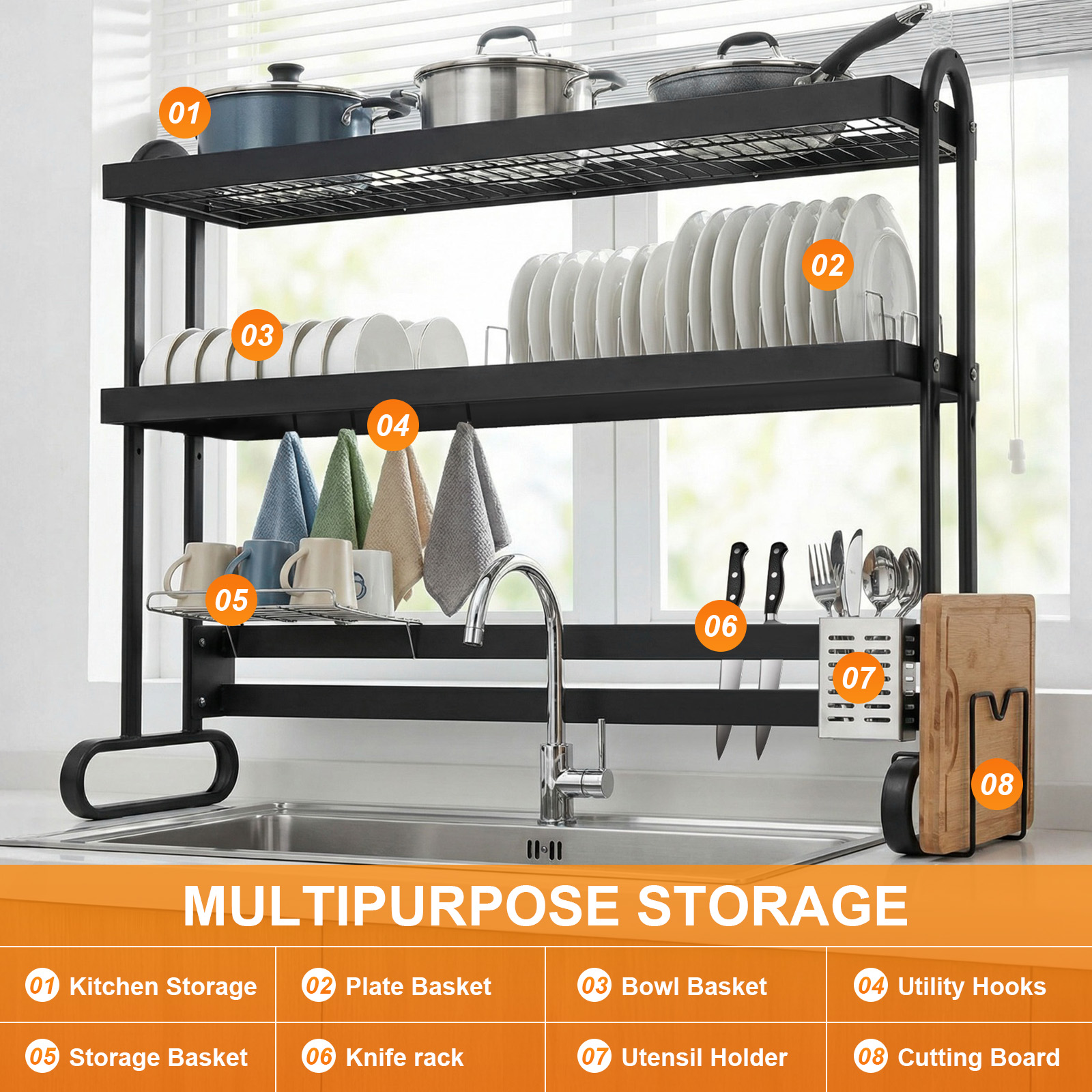 Over Sink Dish Drying Rack wit - Sink Drain Strainer recensie en prijs